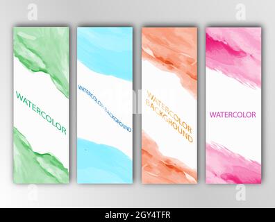 Satz von Vektorabdeckungen im Aquarellstil. Eine Reihe von Vorlagen für Banner, Poster oder Broschüren. Skalierbare Vektorgrafik Stock Vektor