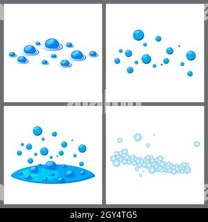 Icon-Set für Blasen, Schaum und Laubstoffe. Vektorgrafik isoliert auf Weiß. Stock Vektor
