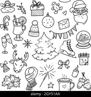 Weihnachten und Winter Doodles Elemente. Vektorelemente für Weihnachten Stock Vektor