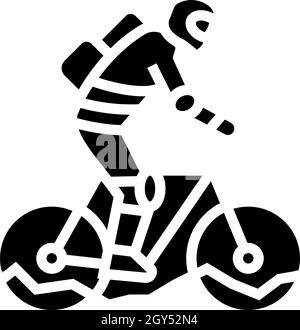 Mountain Riding Bike Glyphe Symbol Vektor Illustration Stock Vektor