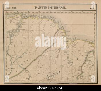 Amér. Mér. Brésil #12. NE para & NW Maranhao, Brasilien. VANDERMAELEN 1827 Karte Stockfoto