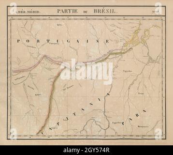 Amér. Mér. Brésil #11 Brasilien. Unterer Amazonas in para & Amapa VANDERMAELEN 1827 Stockfoto