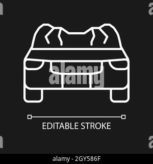 Schäden am Fahrzeugdach weißes lineares Symbol für dunkles Thema Stock Vektor