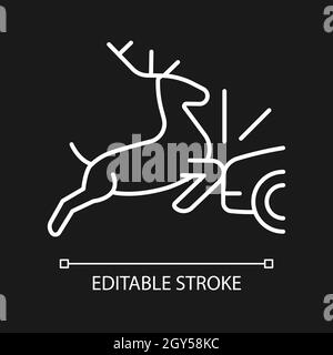 Kollision mit Tieren weißes lineares Symbol für dunkles Thema Stock Vektor