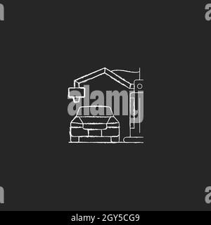 3d gedruckt Automobil Kreide weißes Symbol auf dunklem Hintergrund Stock Vektor