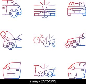 Symbole für lineare Vektor-Symbole für Gradienten bei Verkehrsunfällen eingestellt Stock Vektor
