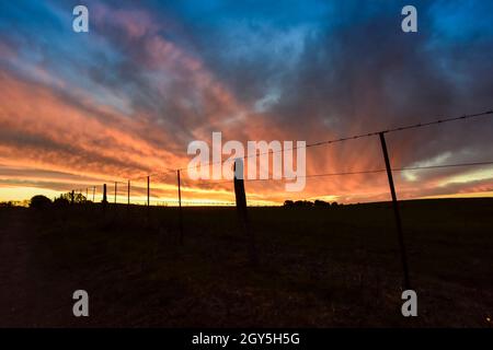 Sonnenuntergang in Pampas, Provinz La Pampa, Patagonien, Argentinien. Stockfoto