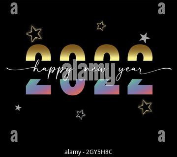 2022 „Happy New year“-Schriftzug. Сreative Neujahrsdesign, Vektortypografie für Grußkarten oder Urlaubsbanner Stock Vektor