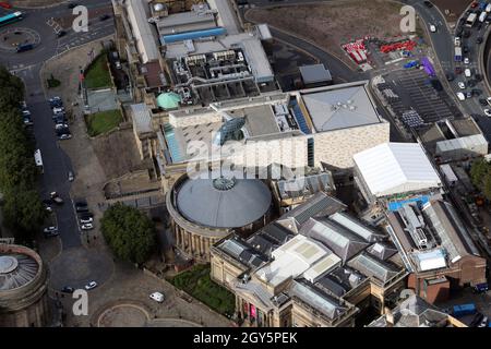 Luftaufnahme der Central Library, Walker Art Gallery & World Museum in Liverpool Stockfoto