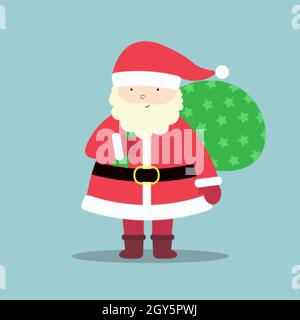 Niedlicher Cartoon-Weihnachtsmann mit einer Tasche Stock Vektor