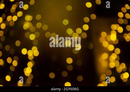 Gelbe Bokeh-Kugeln. Bokeh Kugeln Textur. Als Hintergrund. Stockfoto