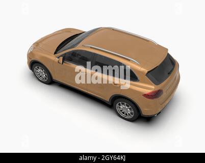 Generisches und brandloses Luxus-SUV isoliert auf weißer 3d-Illustration, modernes SUV-Studio, Autohaus Automobilindustrie, Autotransport, Infograph Stockfoto