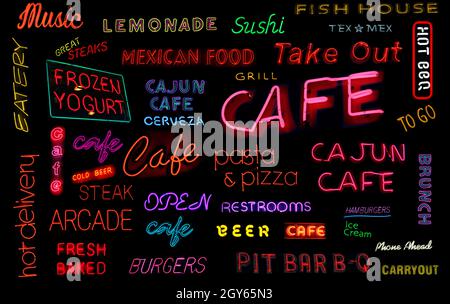 Vintage Neon Cafe Schild Mit Bokeh Stockfoto