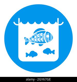 Fische in einem Teich oder Aquarium weiße Glyphe Symbol. Tierschild am Bauernhof. Graph-Symbol für Ihr Website-Design, Logo, App, UI. Vektorgrafik Stockfoto