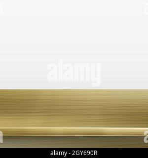 Realistische gelbe Holztischplatte auf weißem Hintergrund - Vektor-Illustration Stockfoto