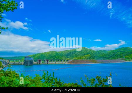 Chubetsu Lake Damm (Hokkaido Kamikawa-gun). Aufnahmeort: Hokkaido Stockfoto