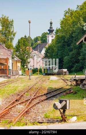 Ybbsitz, gestrichen Schmalspurbahnhof, Österreich Stockfoto