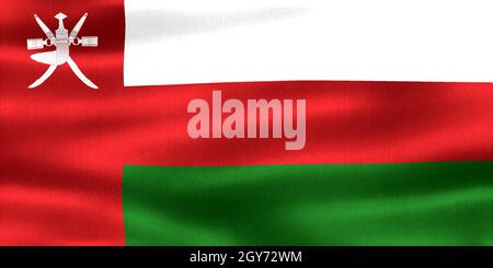 Oman Flagge - realistische wehende Stoff Flagge Stockfoto