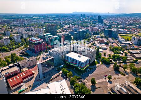 Stadt Zagreb Radnicka Geschäftsviertel Luftaufnahme, Hauptstadt von Kroatien Stockfoto