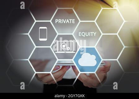 Inspiration zeigt Zeichen Private Equity, Business Idea Limited Partnerschaften bestehend aus Fonds nicht börsennotiert Inspirational Business Technology Co Stockfoto