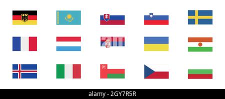 Set von Weltflaggen. Vektorgrafik Stock Vektor