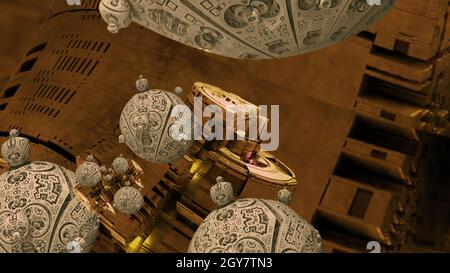 3d-Illustration - unendlicher Zoom in abstrakten digitalen cg-Hintergrund Stockfoto