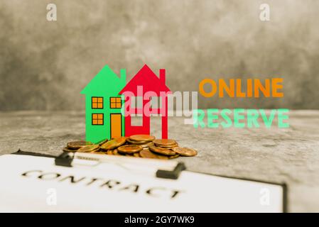 Textunterschrift Presenting Online Reserve, Business Idea ermöglicht es den Kunden zu buchen, indem sie die Verfügbarkeit überprüfen Presenting Brand New House, Home Sale Dea Stockfoto