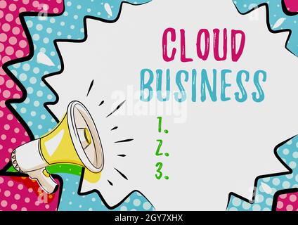 Schreiben Anzeige Text Cloud Business, Word auf internetbasierte Bereitstellung von Diensten für Benutzer zur Verfügung gestellt geschrieben Bunte Design Anzeige wichtig Stockfoto