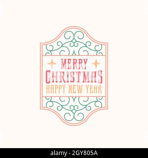 Weihnachtsgrüße abstrakte Vektor Retro Rahmen Label, Zeichen oder Logo Vorlage. Bunte Wirbel Hintergrund Illustration mit Typografie. Isoliert Stock Vektor