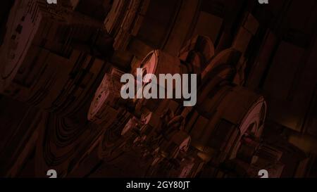 3d-Illustration - unendlicher Zoom in abstrakten digitalen cg-Hintergrund Stockfoto