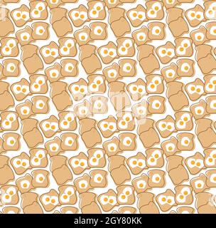 Nahtlose Toast-Slice-Vektorgrafik auf weißem Hintergrund. Stock Vektor