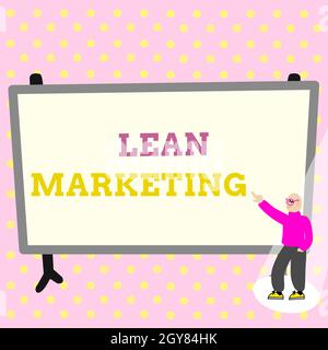 Hand schreiben Zeichen Lean Marketing, Wort geschrieben, verantwortlich für die Prüfung Einzelhandel Strategie und vor Ort, die fachmännisch bunte Design zeigt, dass es funktioniert Stockfoto