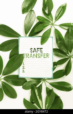 Textschild mit sicheren Transfer, Geschäftskonzept Wire Transfers elektronisch, nicht papierbasiert Transaction Saving Environment Ideas and Plans, Creati Stockfoto