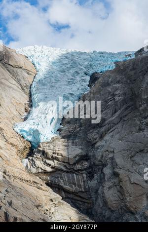 Der berühmte Briksdal Gletscher in Norwegen Stockfoto