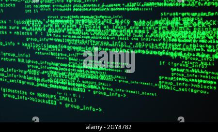 Programmiercode über das Computerbildschirmterminal, computergeneriert Stockfoto