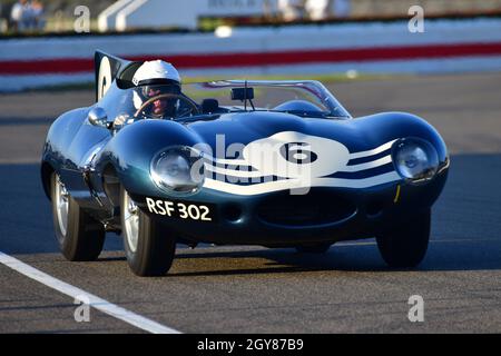 Gary Pearson, Jaguar D-Type Long Nose, Sussex Trophy, Fahrzeuge, die zwischen 1955 und 1960 in den Kategorien WM-Sportwagen und Rennen gefahren sind Stockfoto