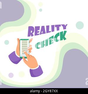 Text zeigt Inspiration Reality Check, Business Showcase Den Einzelnen den realen Zustand der Situation erkennen lassen Abstract Spreading Messag Stockfoto