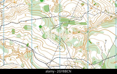 Detailliertes Fragment einer abstrakten Vektor-topografischen Karte Stockfoto