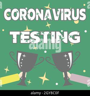 Konzeptdarstellung Coronavirus-Tests, Geschäftsansatz Sammlung von Proben eines lebensfähigen Patienten zur Identifizierung von SARSCoV2 Abstract Victory Reward CER Stockfoto