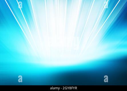 Grafischer abstrakter Hintergrund, leuchtende Strahlen kommen aus dem Mittelpunkt Stockfoto