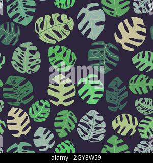 monstera Blume grün Blätter Muster Stock Vektor