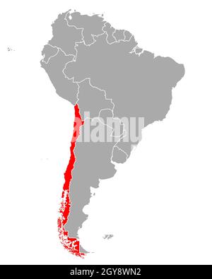 Karte von Chile in Südamerika Stockfoto