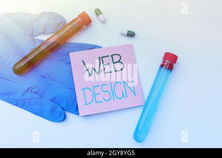 Handschrift Text Web Design, Business Idea Website-Erstellung, die Layout, Inhalte und Grafiken umfasst Verbreitung Virus Awareness Message, Vorbereitung Stockfoto