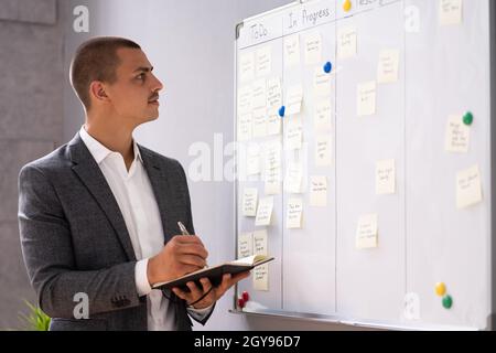 Schreiben Zum Kanban Business Board In Office Stockfoto