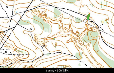 Detailliertes Fragment einer abstrakten Vektor-topografischen Karte Stockfoto