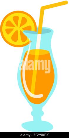 Frischer Cocktail mit orangefarbener Scheibe auf Glas. Getränk Früchte Cocktail, handgezeichnete Sommer Getränk, Vektor-Illustration Stock Vektor