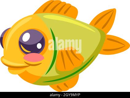 Fisch Clown gefärbt für Spiel Schnittstelle isoliert. Anemone Tier für Aquarium, Farbfische marine, Meer unter Wasser und aquatisch, Vektor-Illustration Stock Vektor