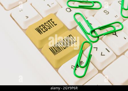 Konzeptionelle Anzeige Website-Wartung, Business-Überblick Akt der regelmäßigen Überprüfung Ihrer Website auf Probleme Typist Erstellen von Firmendokumenten, Abstrac Stockfoto