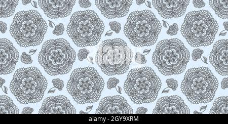 Spitzenmuster. Mandala-Muster. Nahtloses Spitzenmuster. Gestrickte Serviette. Retro-Muster. Digitales Papier im Vintage-Stil. Stock Vektor