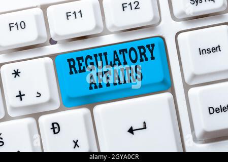 Sign Display Regulatory Affairs, Business Concept der Wunsch der Regierungen, die öffentliche Gesundheit zu schützen Einrichtung einer neuen Online-Blog-Website, Tippen Mea Stockfoto